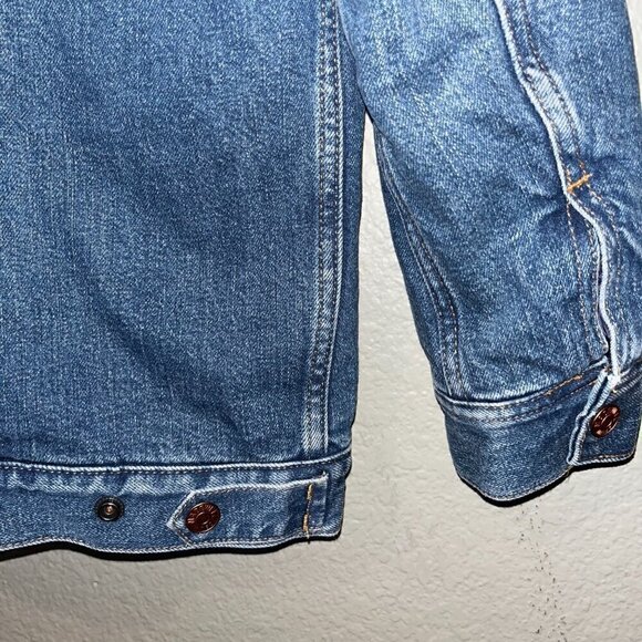 MADEWELL Oversized Denim Jean Trucker Jacket Sherpa Edition Donaway Wash - XS - Picture 9 of 13